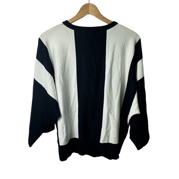 Magaschoni Navy & White Dolman Sleeve Sweater | Size Medium - Picture 3 of 6